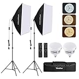 Softbox Lighting Kit, 2 Pack 20 x 28”/ 50 x 70 cm Softbox Photography Lighting Kit with 2 x 45W LED Bulbs 3000K-6600K & 1-100% Dimmable Photo Studio Equipment for Studio Portrait Product Shooting