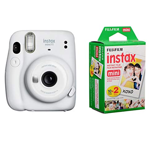 Fujifilm Instax Mini 11 Instant Film Camera, Ice White - with Fujifilm instax Mini Instant Daylight Film Twin Pack, 20 Exposures