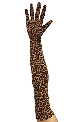 Seeksmile Classic Adult Size 22' Length Spandex Gloves Past Elbow Cosplay Costume Glove (Free Size, Leopard)