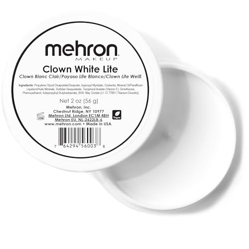 Mehron Makeup Clown White Lite | Professional Face Paint & Body Paint | White Cream Makeup, White Face Paint Makeup for Clown Makeup, Stage, Film, Cosplay, Mime, & Halloween 2 oz (56g)