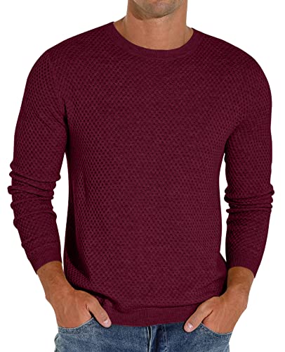 Sailwind Men's Crewneck Lightweight Wool Structured Sweater Casual Knit Pullover