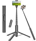 Gahenwo 60' Phone Tripod & Selfie Stick with Remote for Cell Phone 4'-7', Portable Smartphone Tripod Stand, Lightweight Travel Tripod for Selfies Video Recording Vlog Compatible with iPhone Android