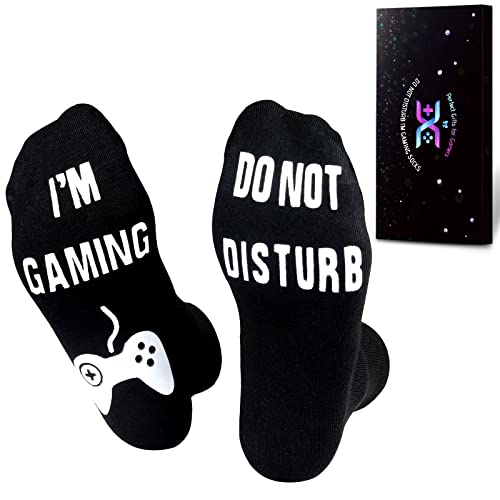 Do Not Disturb Gaming Socks, Gamer Socks Funny Gifts for Teenage Boys Mens Womens Father Dad Hunband Sons Kids Game Lovers